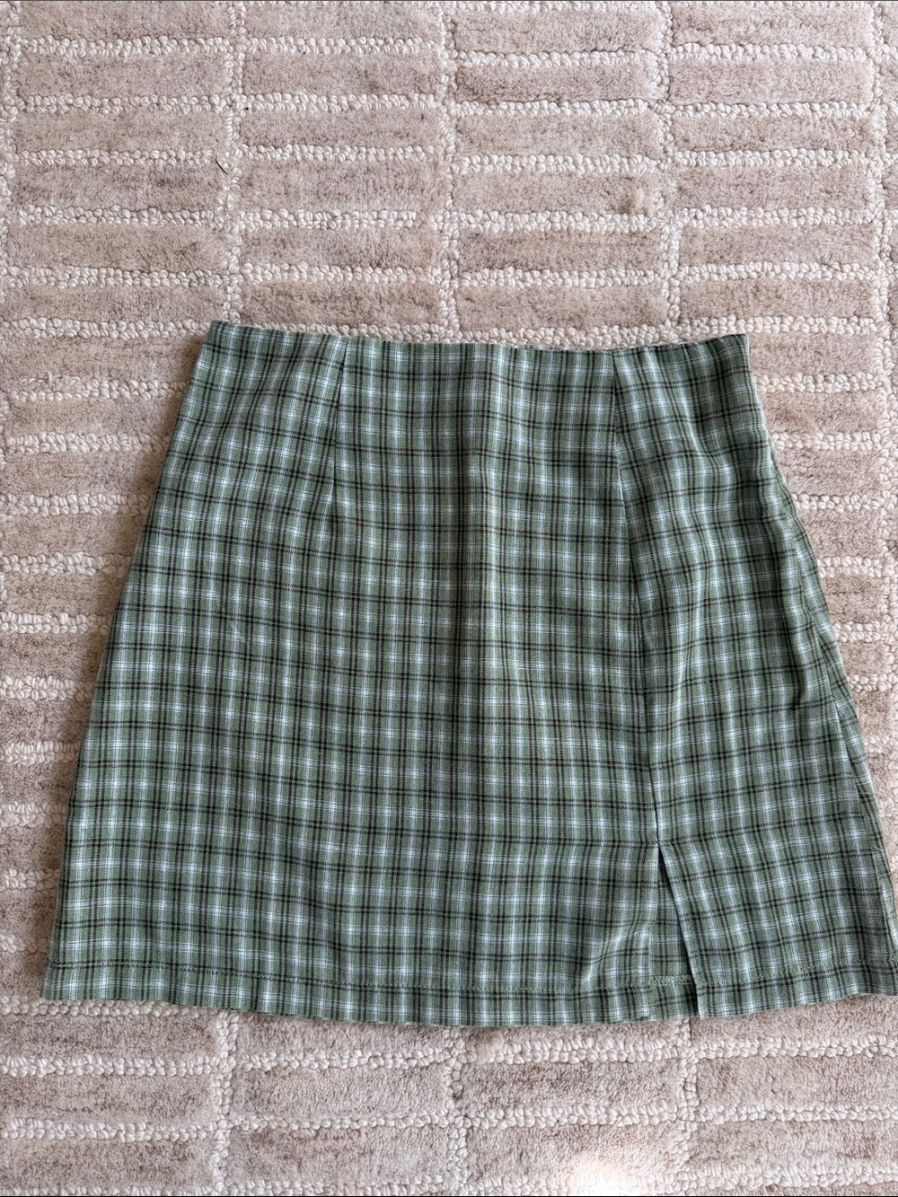 Princess Polly Green Plaid Mini Skirt with Front Slit